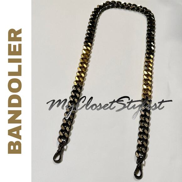 BANDOLIER Gold Black OMBRE Necklace Chain Satchel Strap NEW RETIRED unicorn rare - Picture 1 of 7